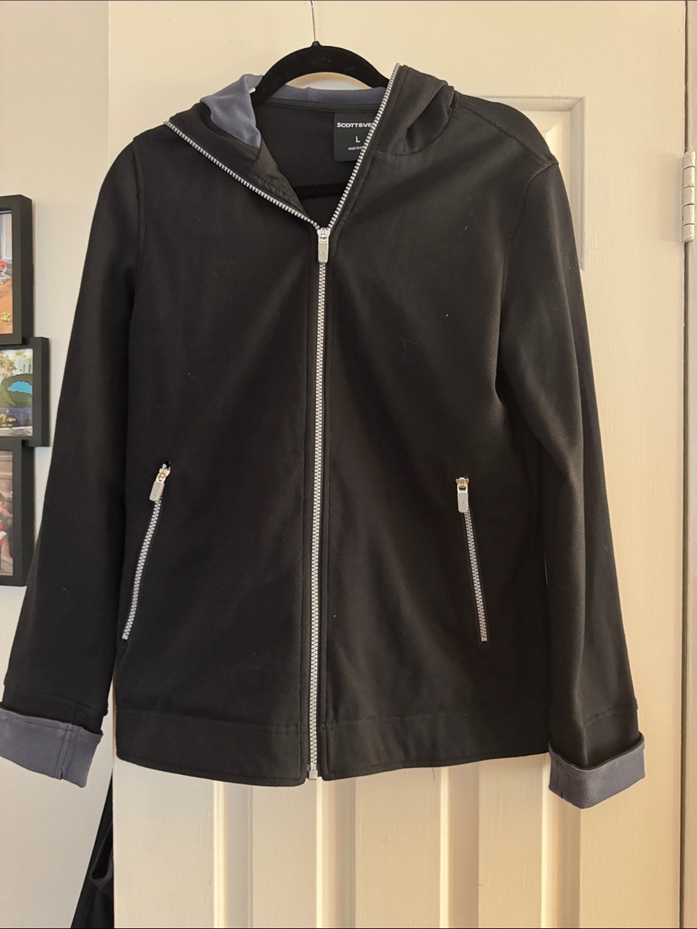 Scott Black Hooded Lightweight Zip Jacket with Gray Accents